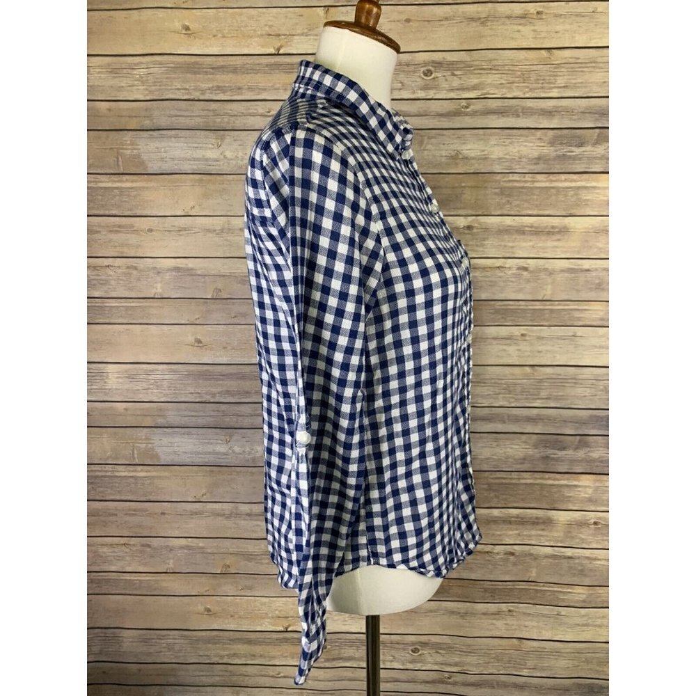 American Eagle Womens Small Boyfriend Fit Blue Buffalo Plaid Button Down m - Picture 6 of 9